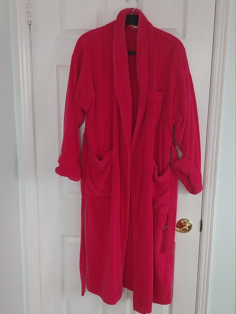 Pure Cotton Women's Red Bath Robe - Cozy Lounge Wrap Made In Brazil